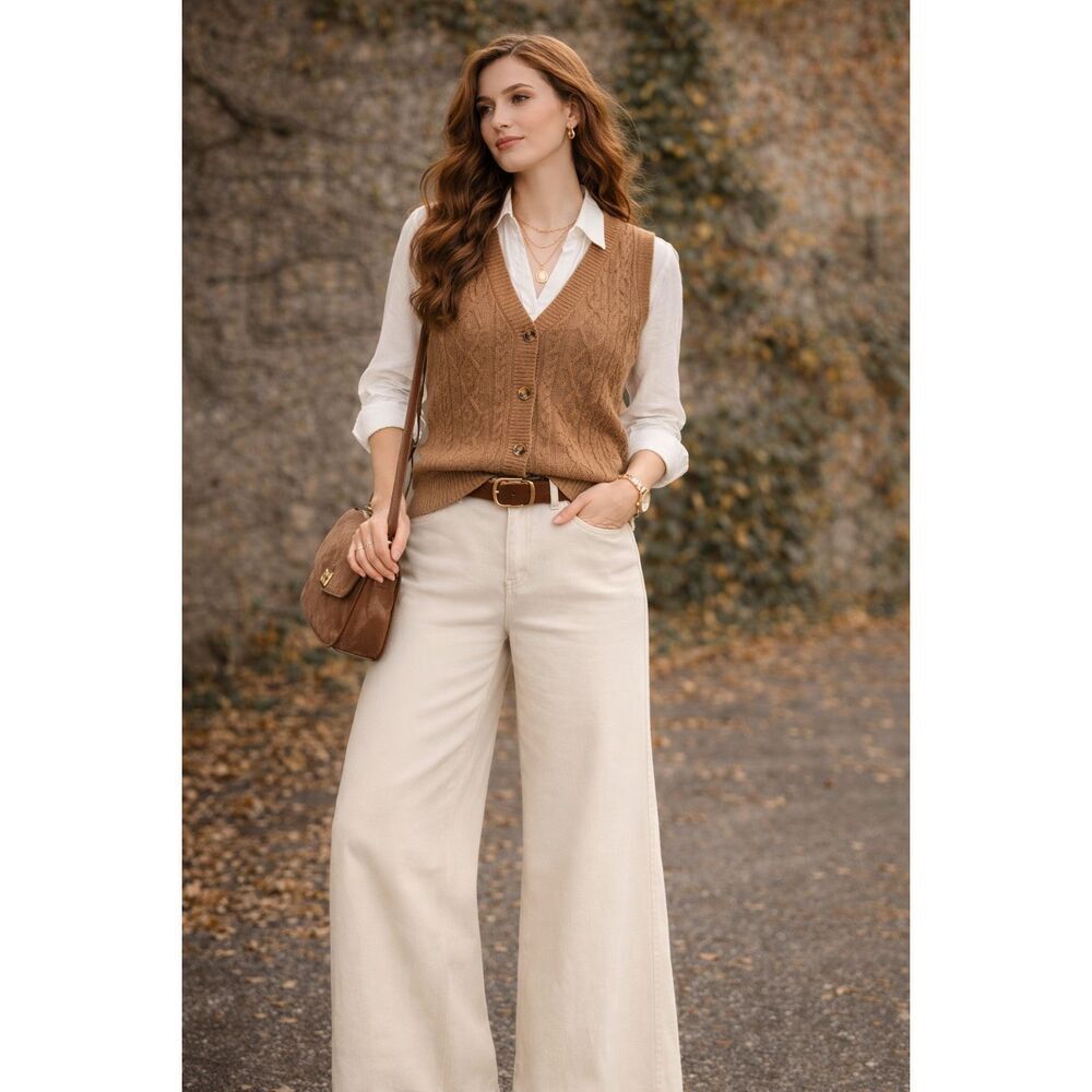 NWT Jessica Simpson Sweater Vest size M Boho Cottagecore Preppy Academia